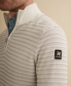 Heren trui met rits ecru