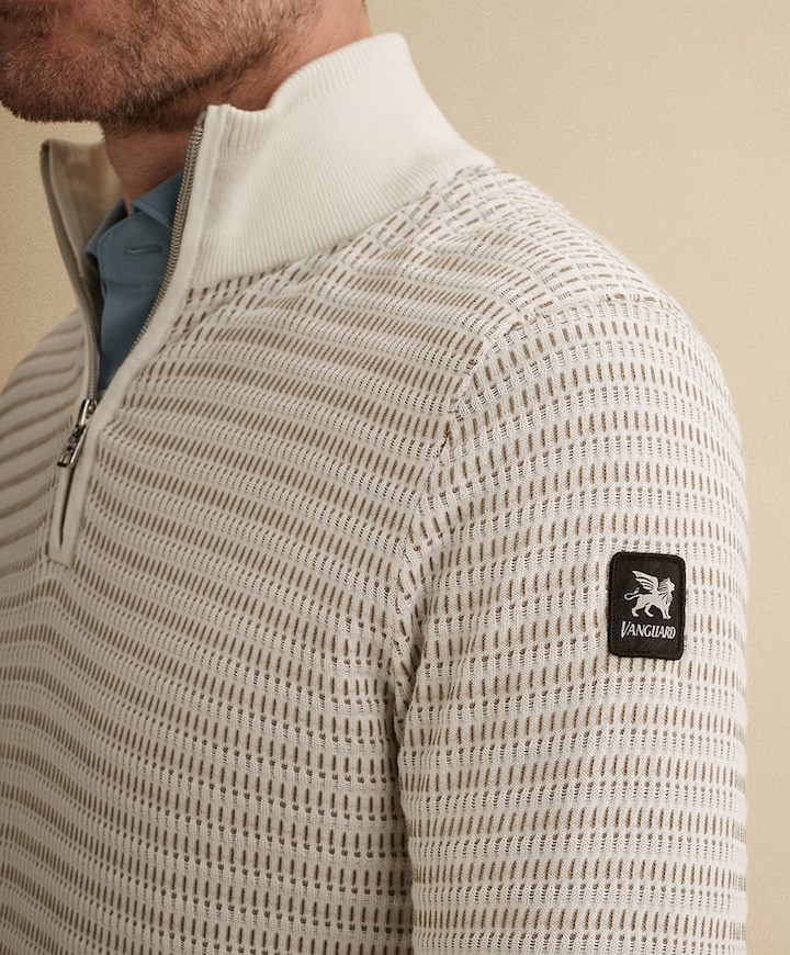 Heren trui met rits ecru