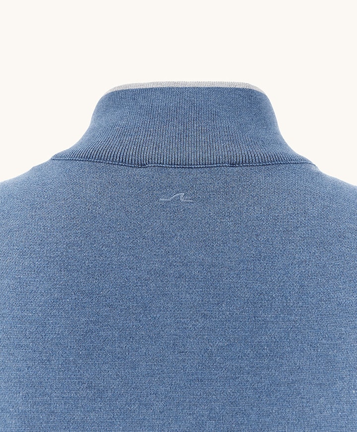 Heren trui met rits blauw