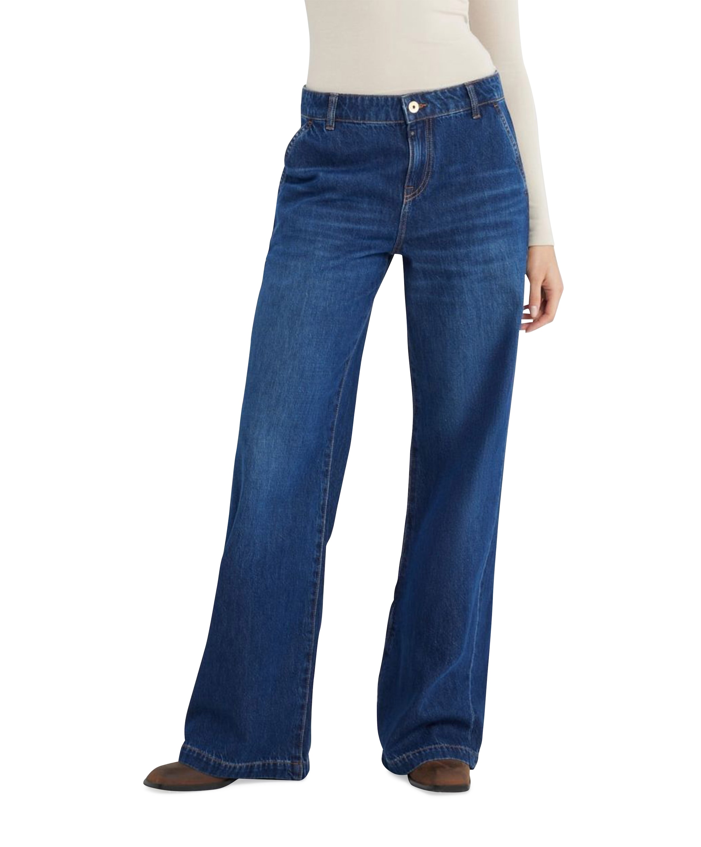 wide leg chino dames jeans blauw