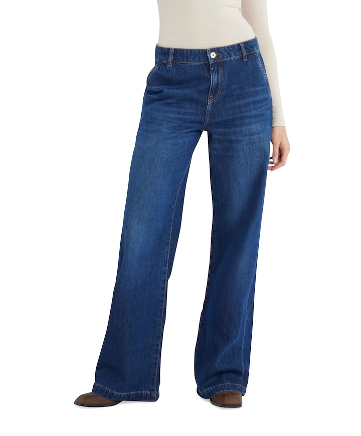 wide leg chino dames jeans blauw