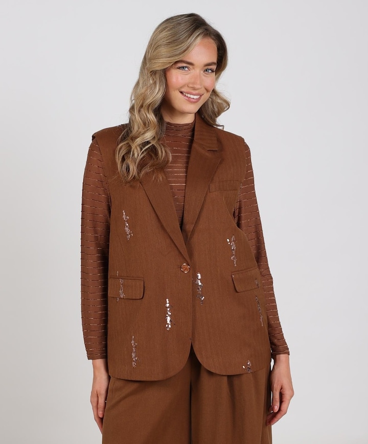 Dames gilet bruin
