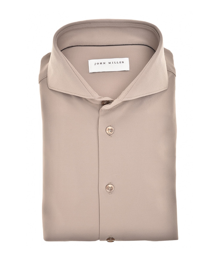 Heren overhemd lange mouw bruin