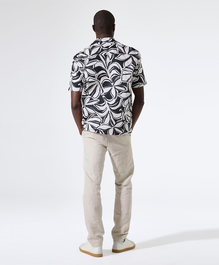 Heren overhemd korte mouw blauw