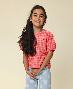 Meisjes blouse korte mouw roze