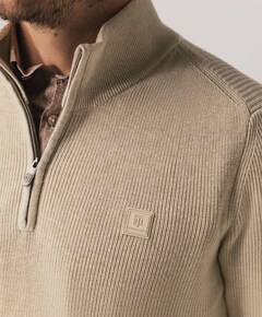 Heren trui met rits beige