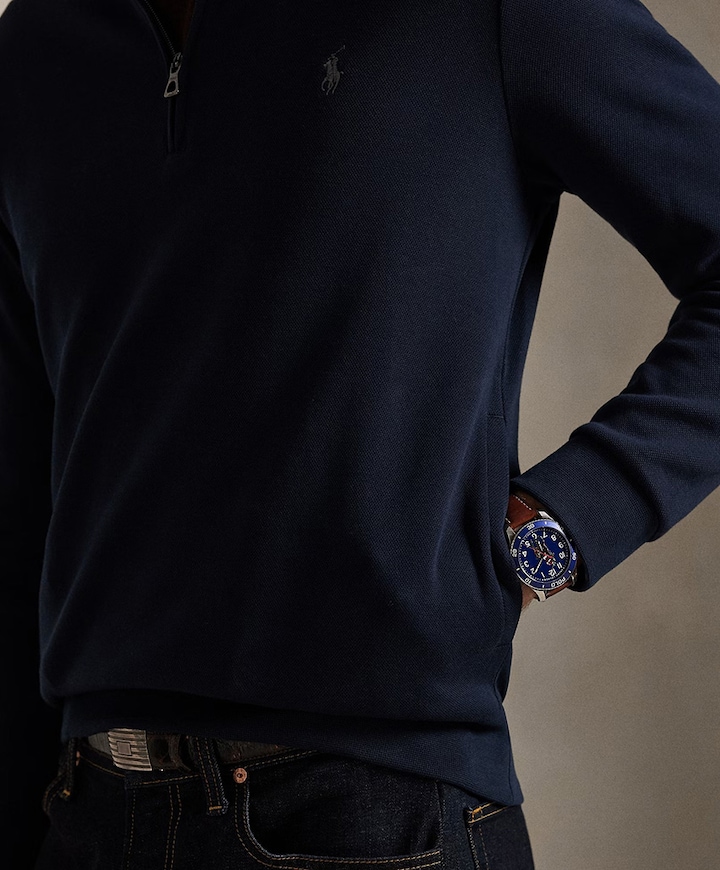 Heren trui met rits blauw