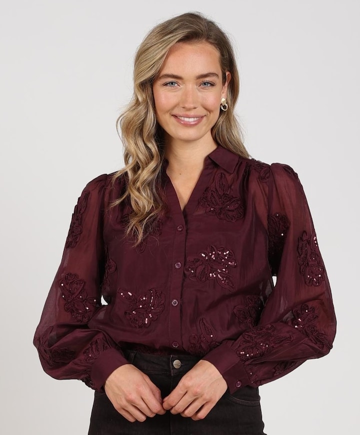 Dames blouse bordeaux