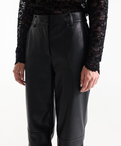 BINA pu 425 vegan leather wide fit long dames broek zwart