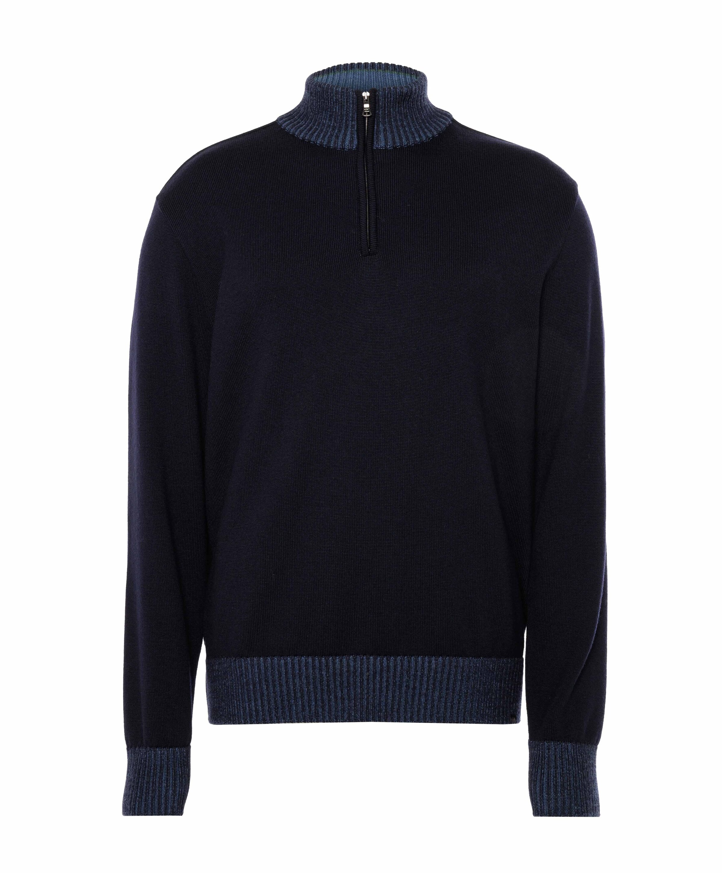 Heren trui met rits blauw