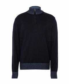 Heren trui met rits blauw