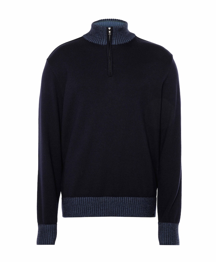 Heren trui met rits blauw