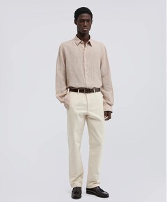 Heren overhemd lange mouw beige