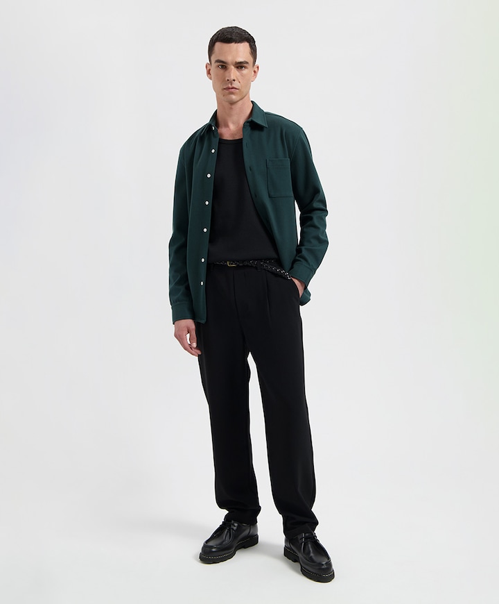 Heren overhemd lange mouw groen