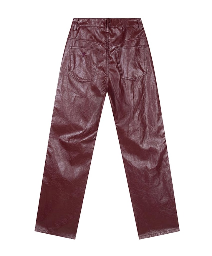 FAUX LEATHER broek bordeaux