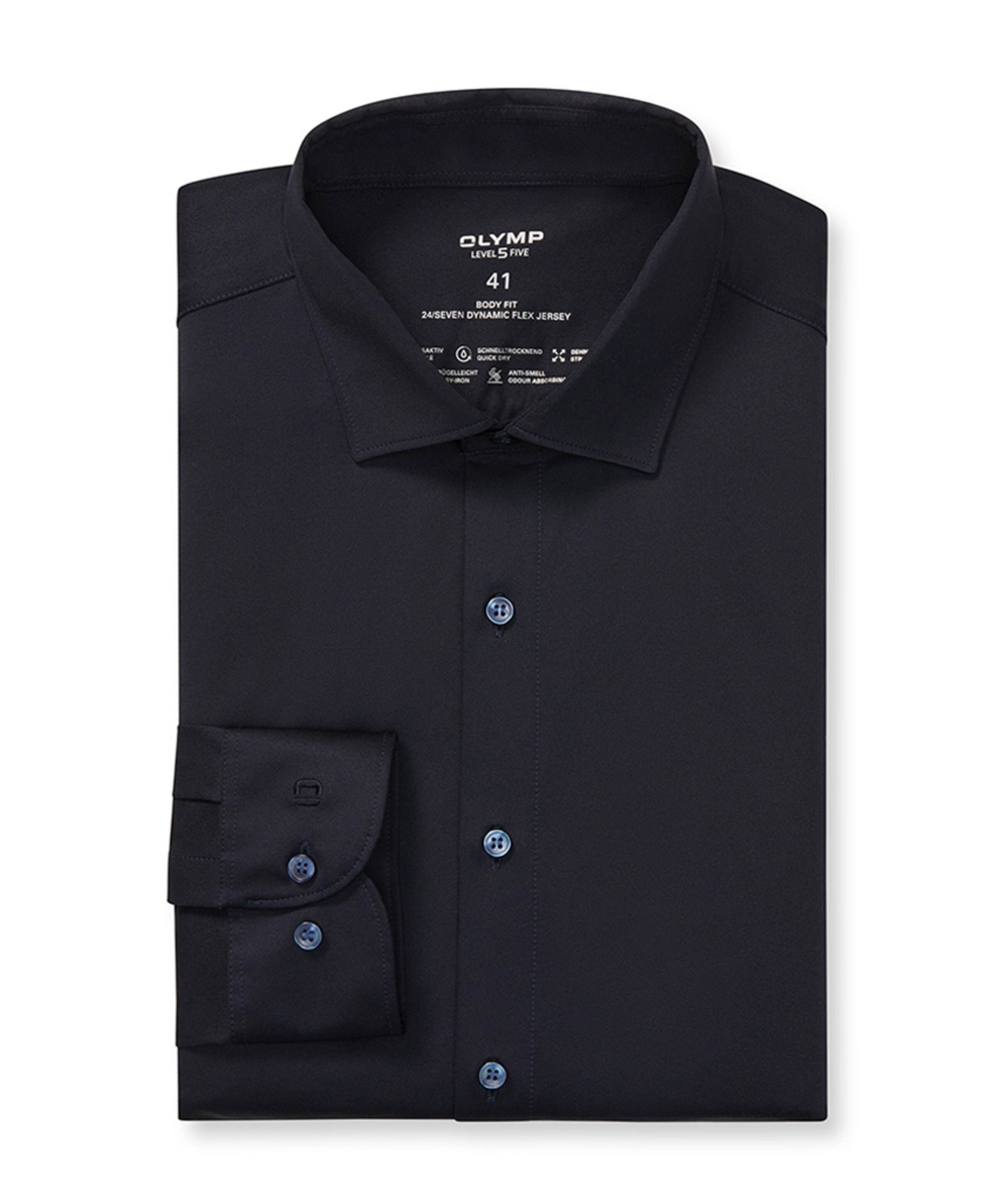 Heren overhemd lange mouw blauw