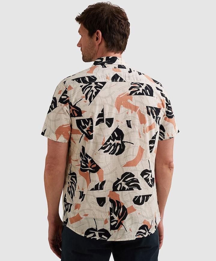 Heren overhemd korte mouw ecru