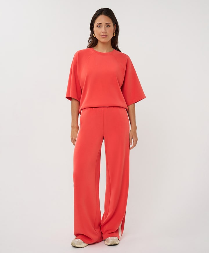 Wide stripe Modal dames broek rood