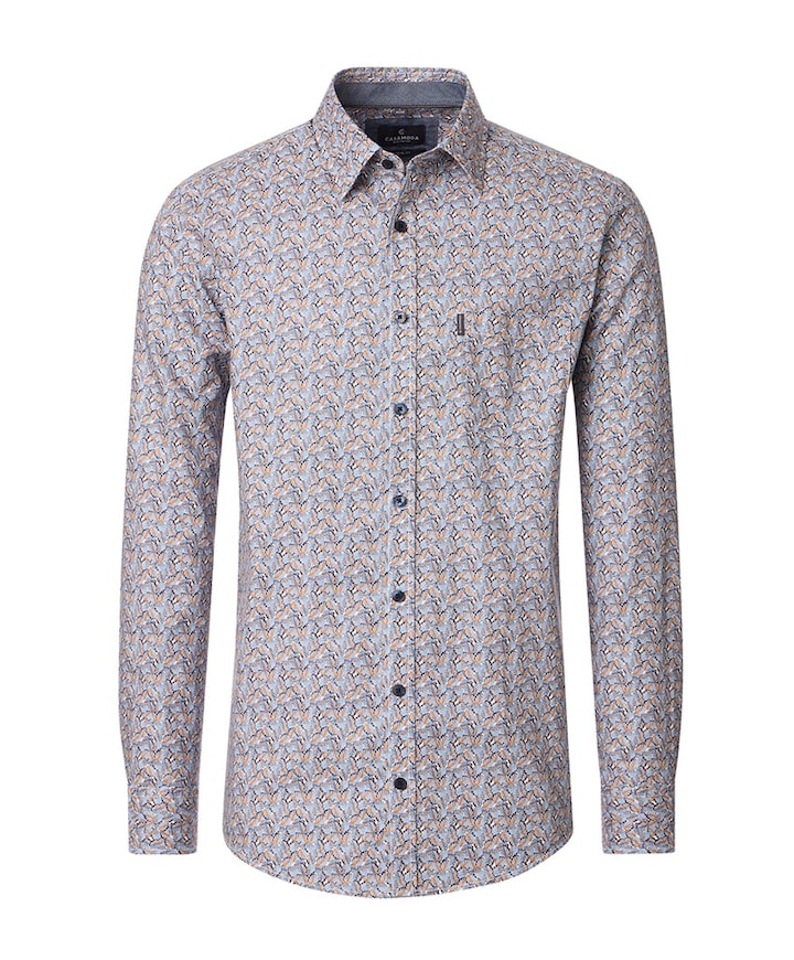 Heren overhemd lange mouw blauw