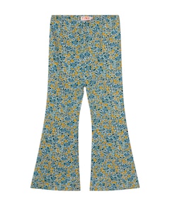 Flower rib pant meisjes broek blauw