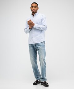 Heren overhemd lange mouw blauw