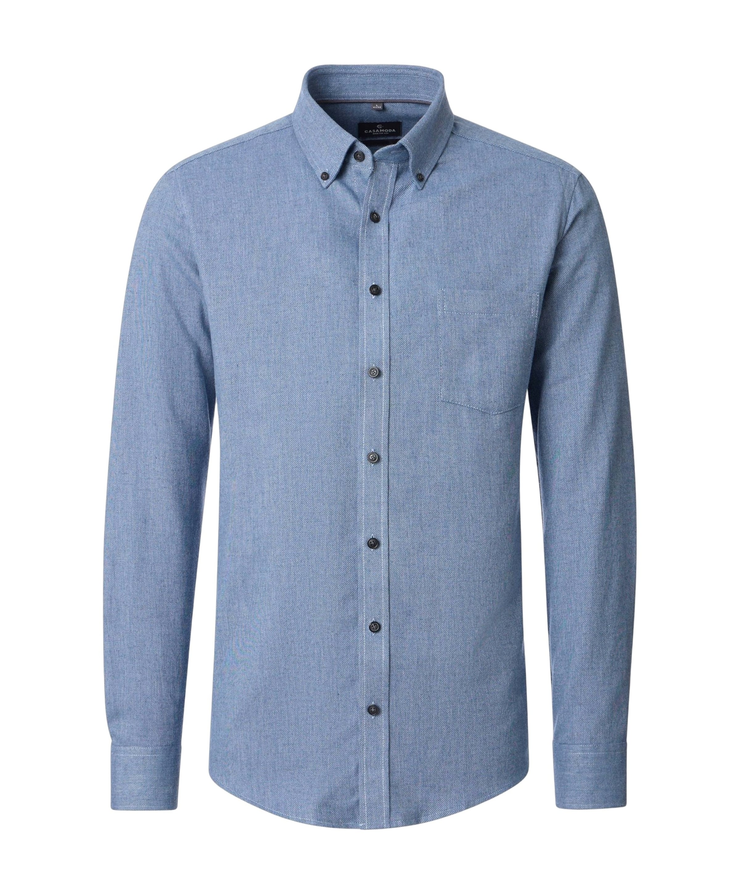 Heren overhemd lange mouw blauw