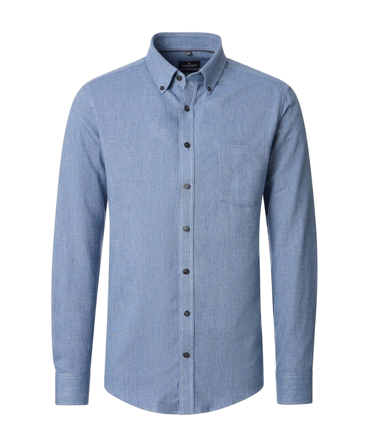 Heren overhemd lange mouw blauw