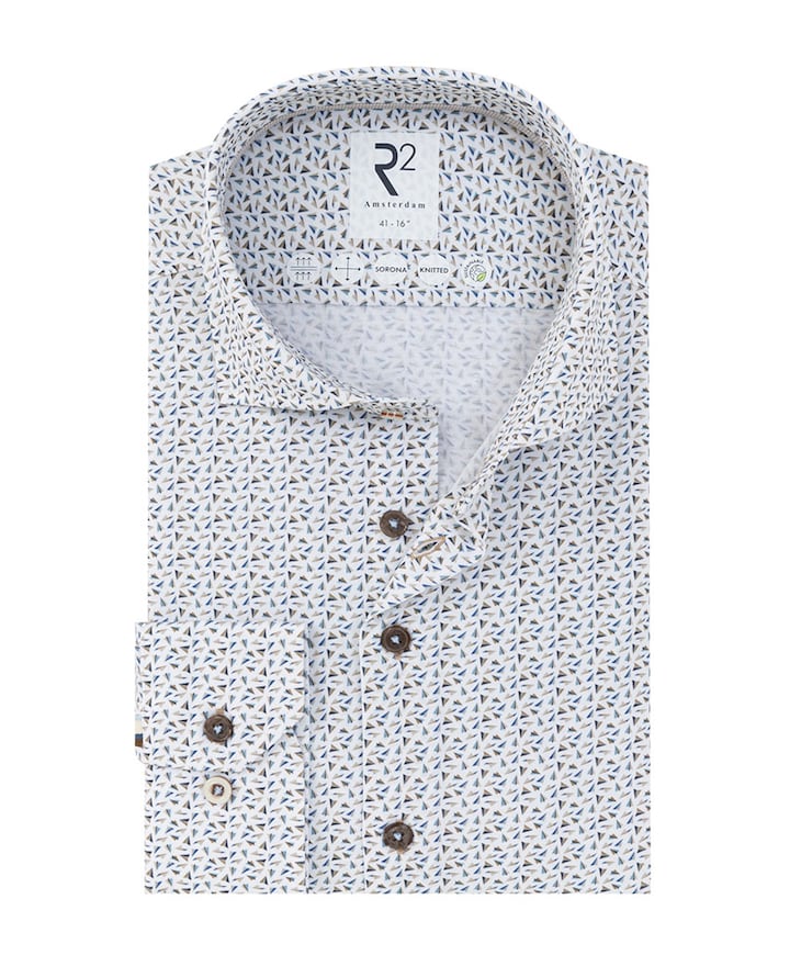 Heren overhemd lange mouw beige