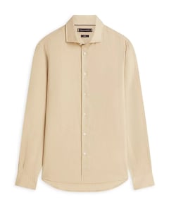 Heren overhemd lange mouw beige