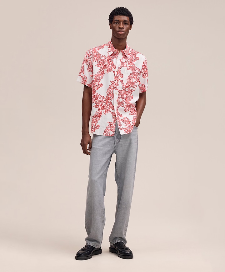 Heren overhemd korte mouw multicolor