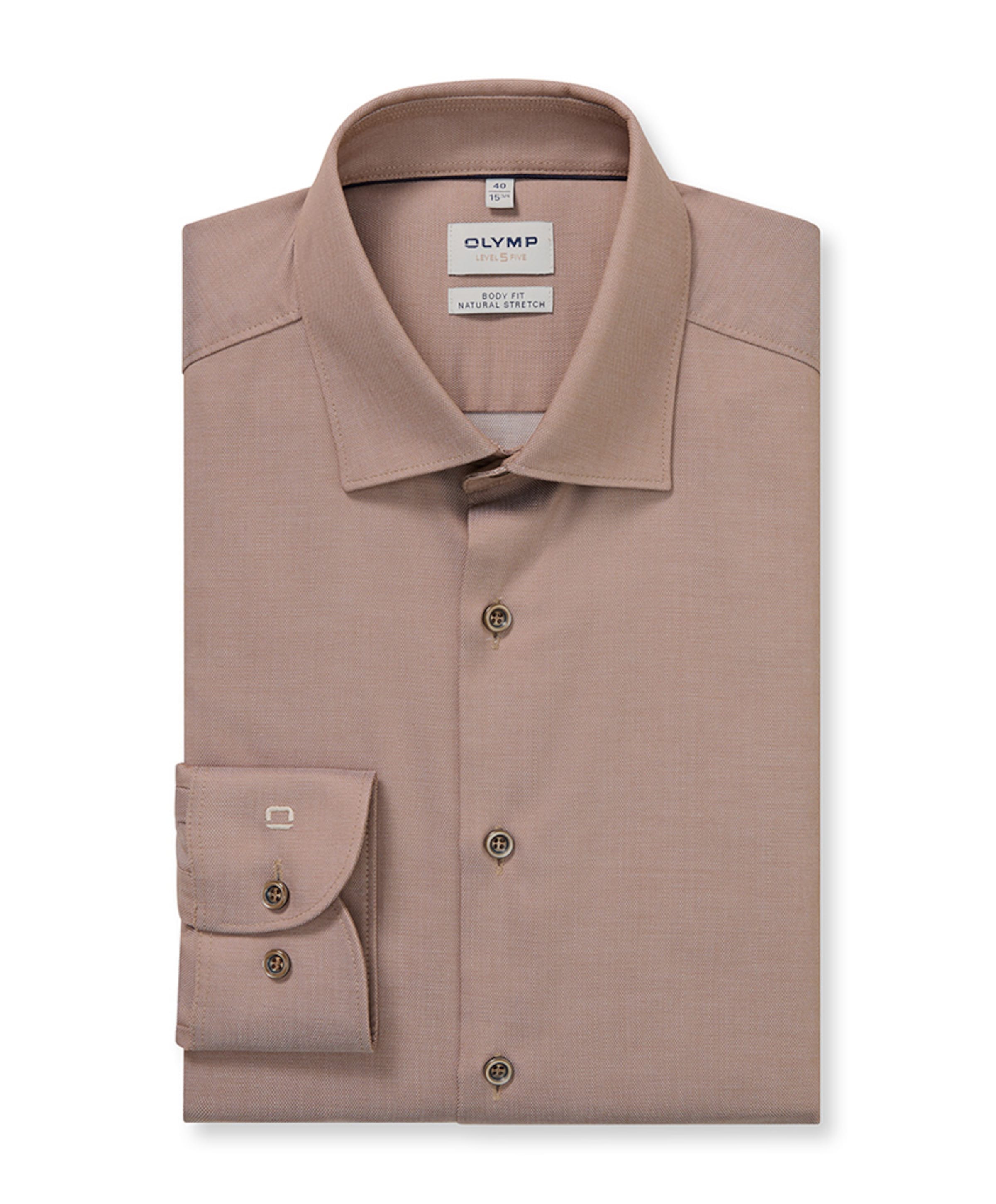 Heren overhemd lange mouw beige