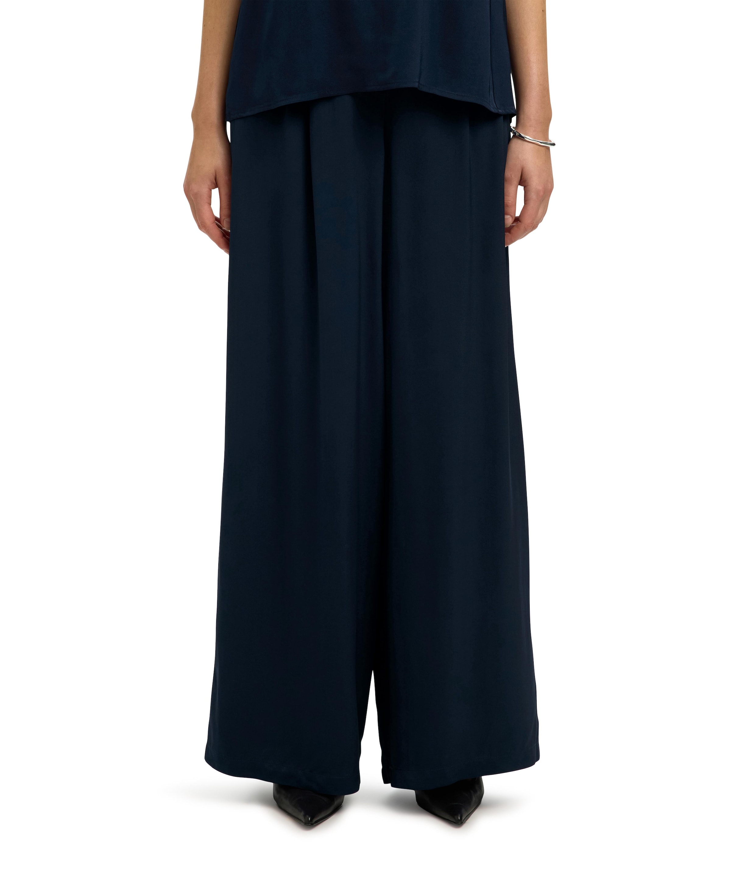 SLFLEONORE HW WIDE PANT B dames broek blauw