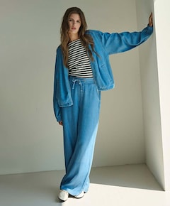 Regular length wide leg dames broek blauw