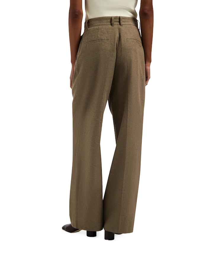 Linen tailored dames broek beige