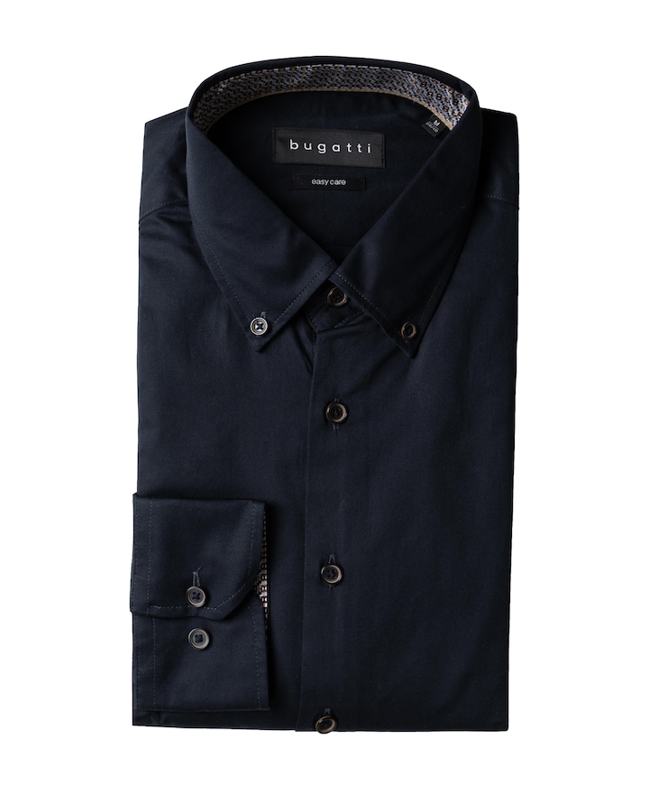 Heren overhemd lange mouw blauw