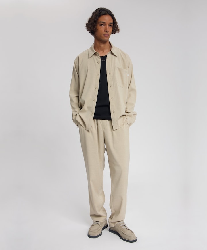 Heren overhemd lange mouw beige