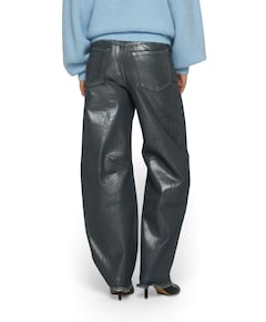 metallic western denim dames broek zilver