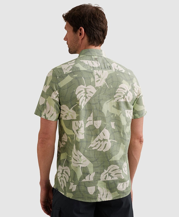 Heren overhemd korte mouw groen