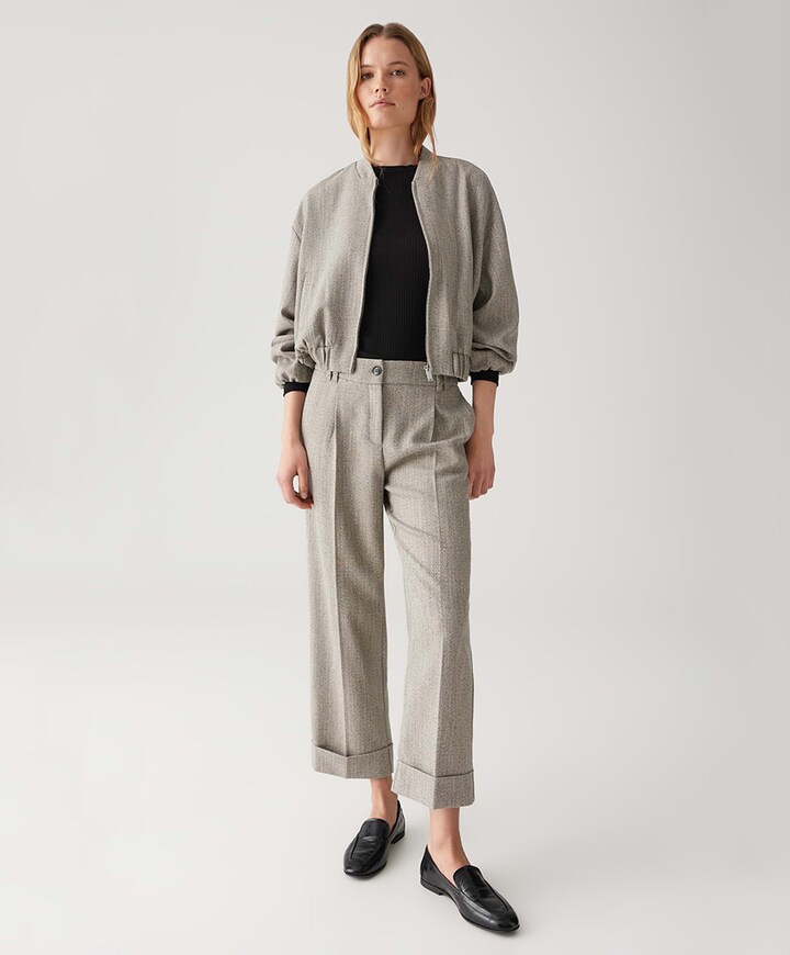 Meeri herringbone pantelon grijs