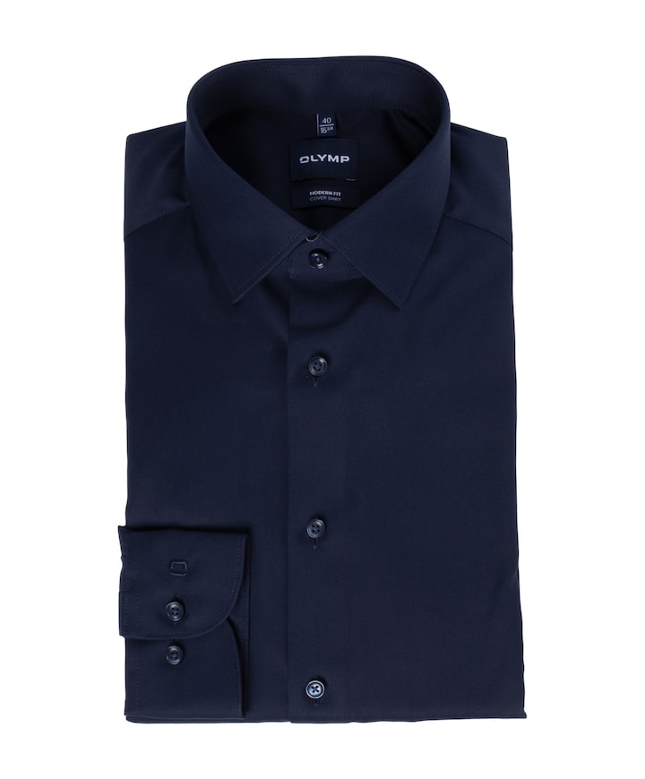 Heren overhemd lange mouw blauw