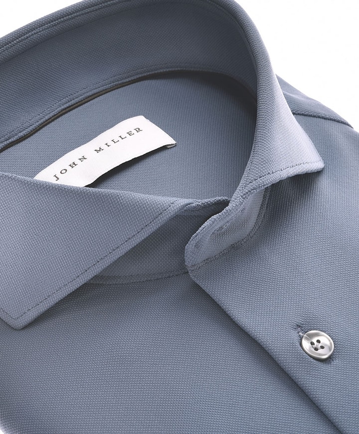 Heren overhemd lange mouw blauw