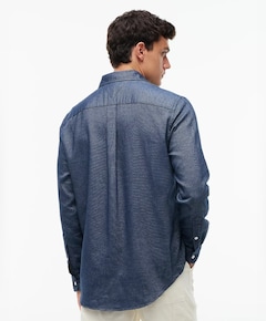 Heren overhemd lange mouw blauw