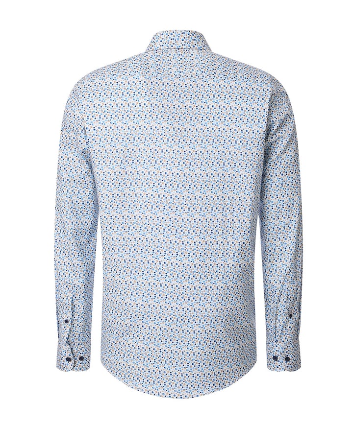 Heren overhemd lange mouw blauw