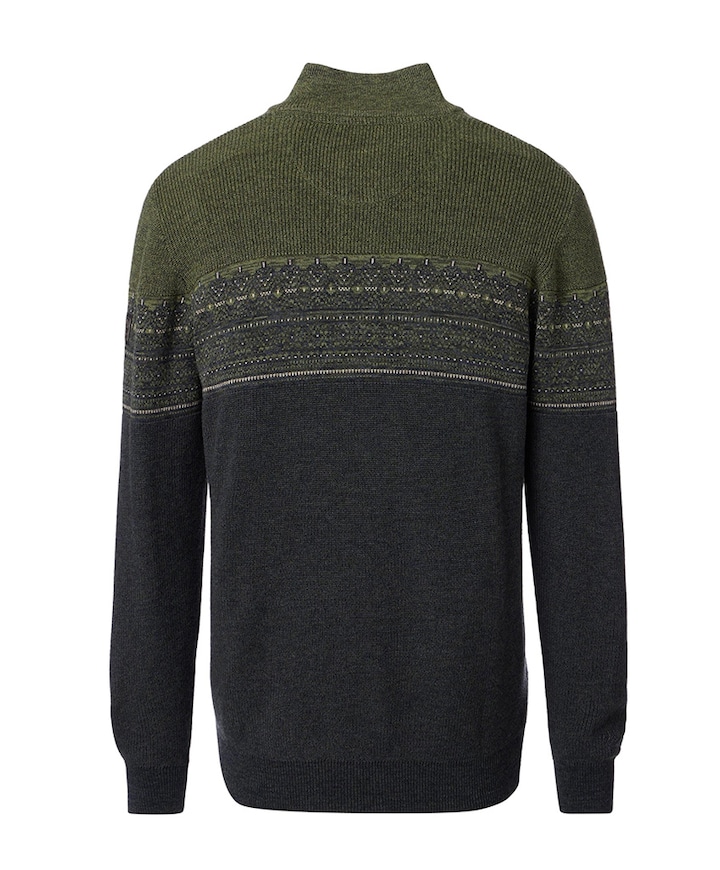 Heren trui met rits groen