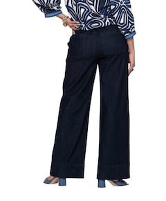 Jeans wide elastic waist dames jeans blauw