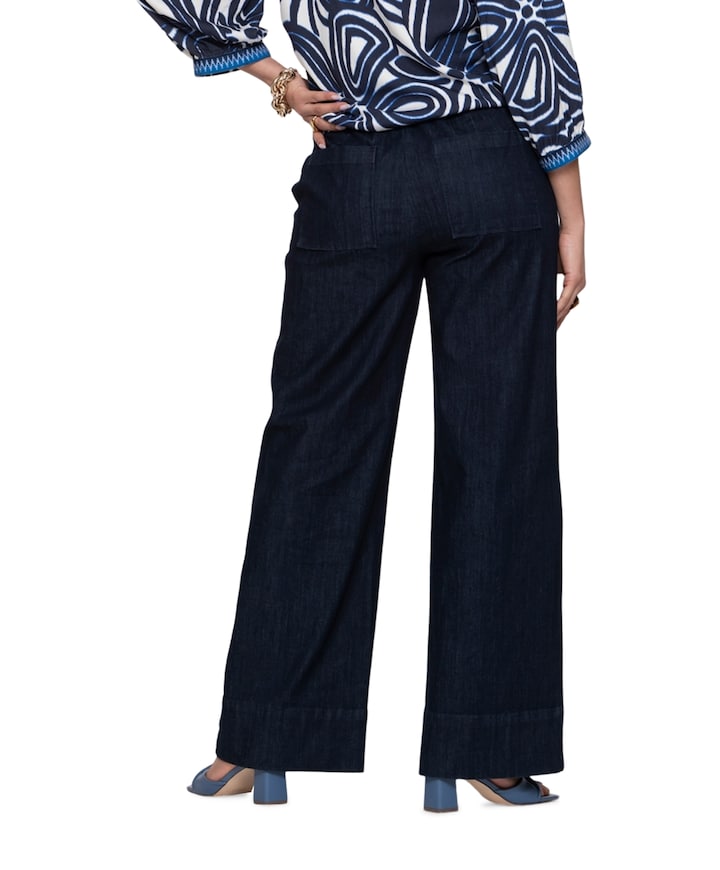 Jeans wide elastic waist dames jeans blauw