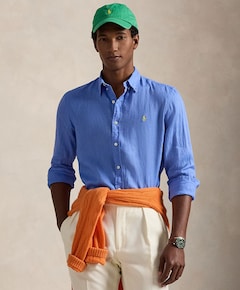 Heren overhemd lange mouw blauw