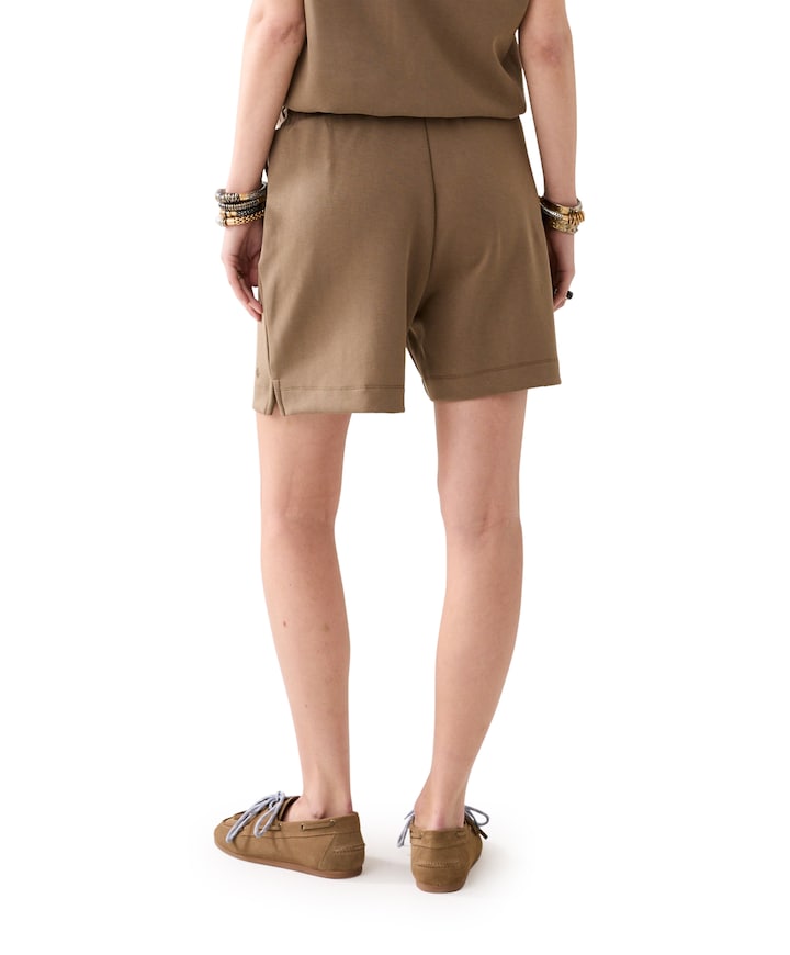 Soft scuba dames korte broek beige