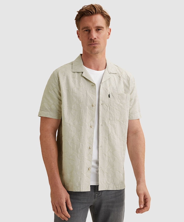 Heren overhemd korte mouw groen