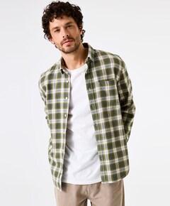 Heren overhemd lange mouw groen